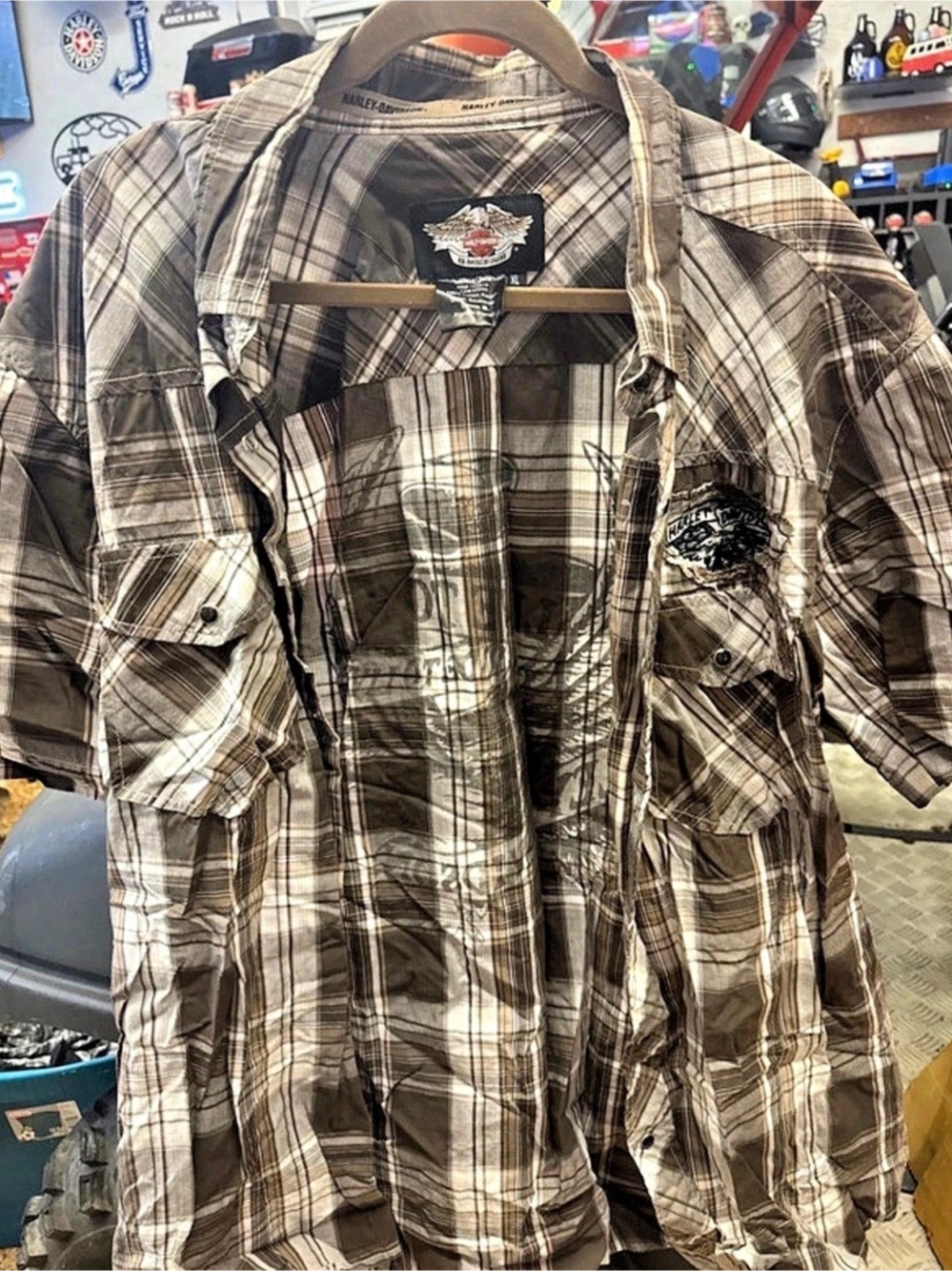 Harley-Davidson Plaid Cotton Shirt Size XL